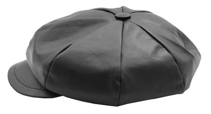 DR399 Women's Real Leather Peaked Cap Ballon Black 7