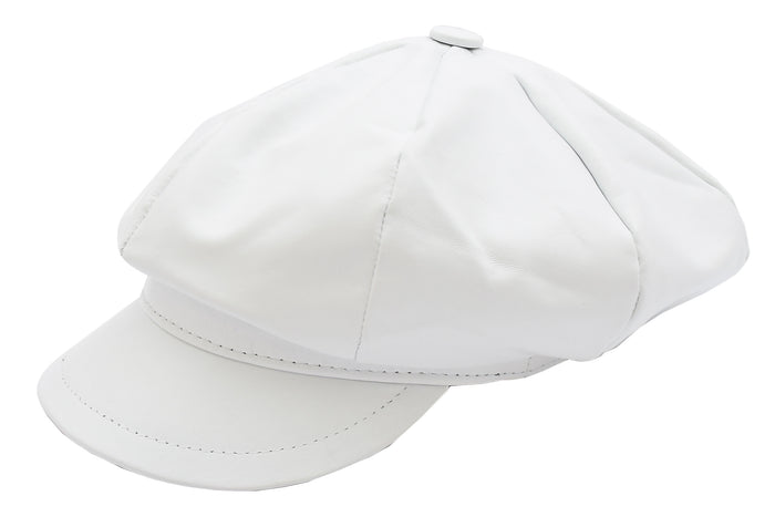 DR399 Women's Real Leather Peaked Cap Ballon White 5