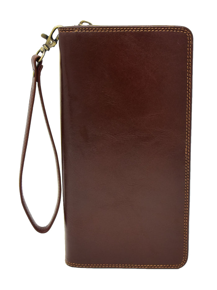 DR433 Exclusive Leather Passport Travel Wallet Brown 2