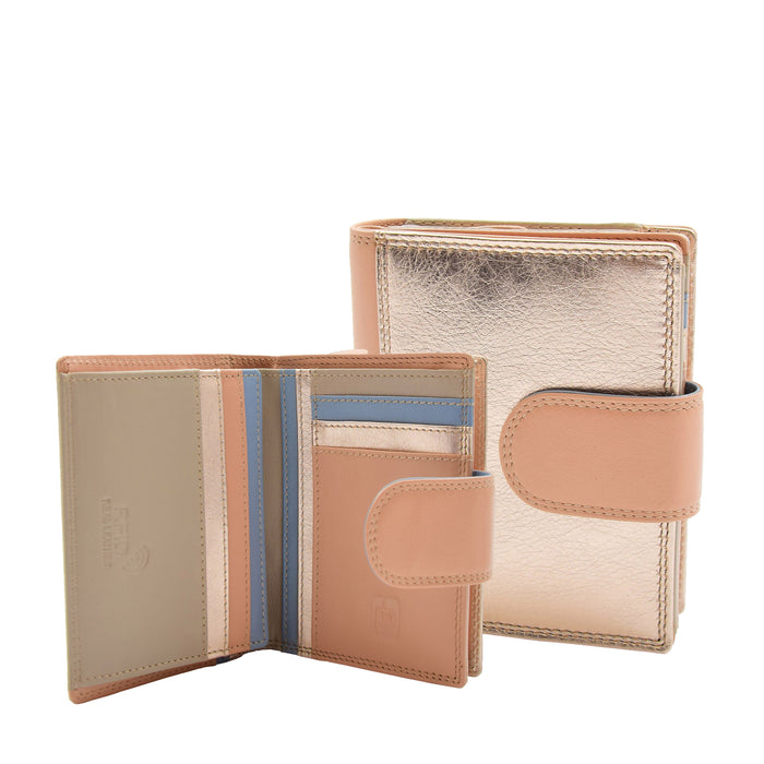 DR450 Women's Bifold Soft Leather Purse Rose Gold 1