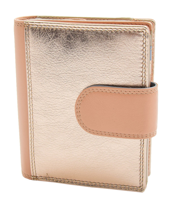 DR450 Women's Bifold Soft Leather Purse Rose Gold 3