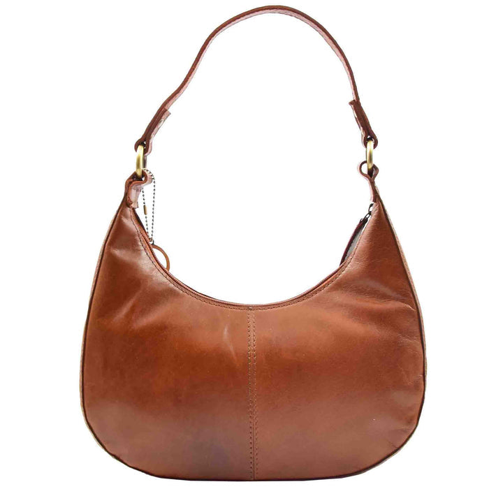 DR557 Women's Real Leather Classic Shoulder Hobo Bag Cognac 2