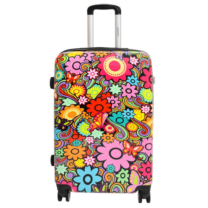 DR576 Expandable Hard Shell Suitcase Four Wheel Luggage Flower Print 17