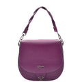 DR581 Women's Real Leather Twist Handle Shoulder Bag Purple 1