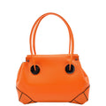 DR584 Women's Medium Tote Zip Shoulder Bag Leather Handbag Orange 1
