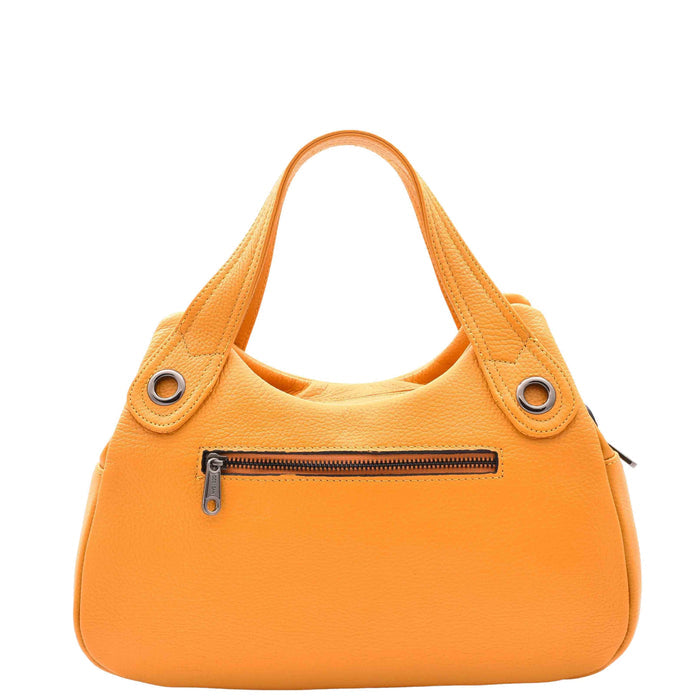 DR587 Women's Small Handbag Textured Leather Shoulder Bag Yellow 2