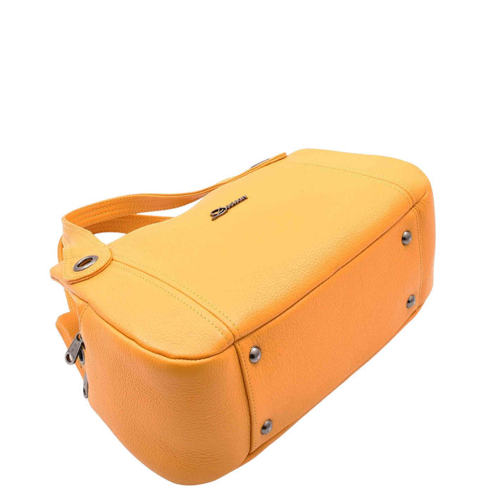 DR587 Women's Small Handbag Textured Leather Shoulder Bag Yellow 6