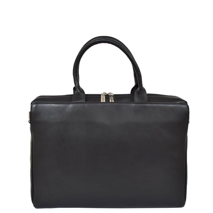 DR592 Women's Genuine Soft Leather Briefcase Black 3