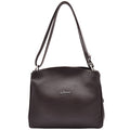 DR616 Women's Magnetic Snap Closure Leather Hobo Bag Brown 1