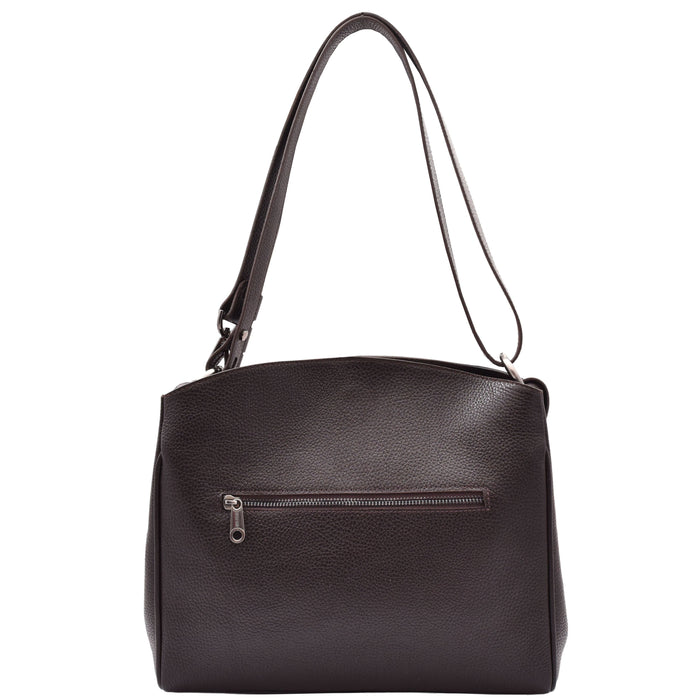 DR616 Women's Magnetic Snap Closure Leather Hobo Bag Brown 2