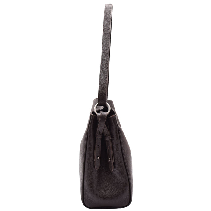 DR616 Women's Magnetic Snap Closure Leather Hobo Bag Brown 4