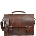 DR654 Men's Durable Real Leather Cross Body Briefcase Brown 1