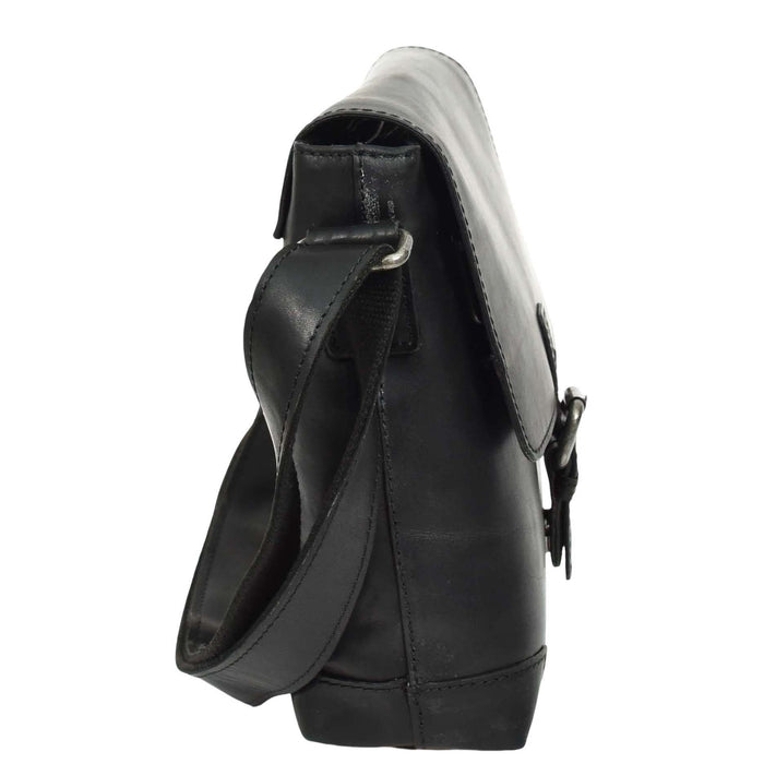 DR655 Men's Genuine Leather Cross Body Flight Bag Black 4