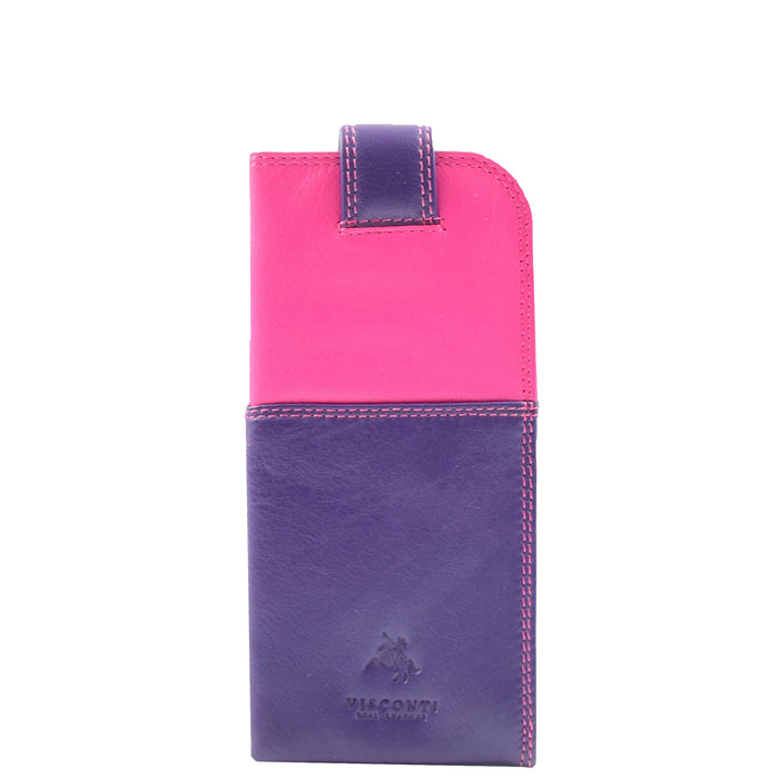 DR658 Stylish Genuine Leather Glasses Case Cover Berry Multi 1