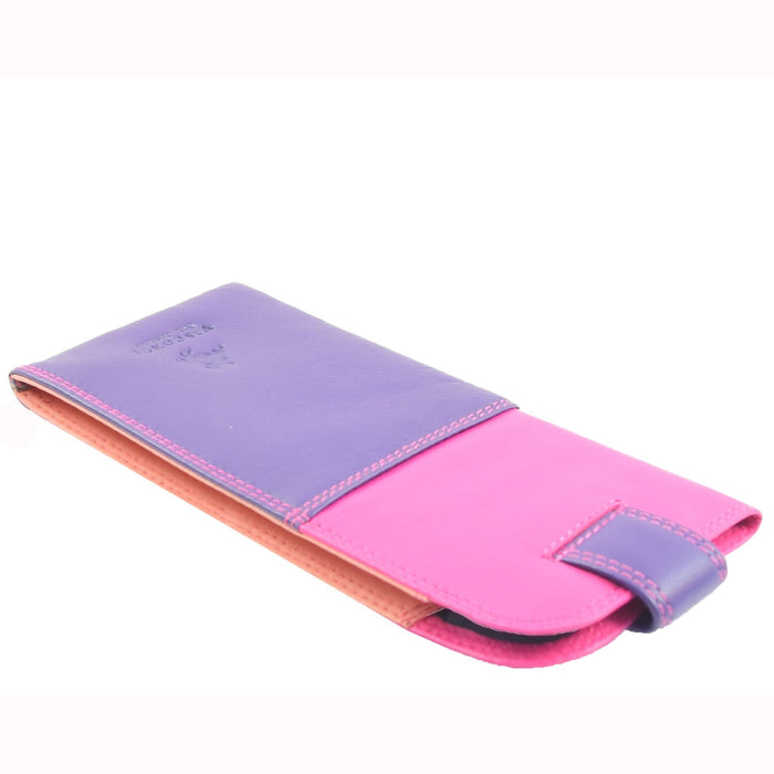 DR658 Stylish Genuine Leather Glasses Case Cover Berry Multi 4