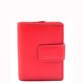 DR673 Women's Elegant Bi Fold Style Real Leather Purse Red 1