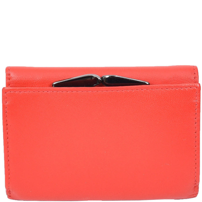 DR687 Women's Soft Leather Trifold Metal Frame Purse 2