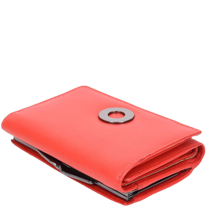 DR687 Women's Soft Leather Trifold Metal Frame Purse 3
