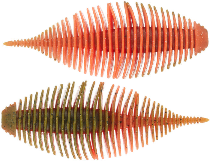 Geecrack Bellows Gill Soft Plastic Creature Bait - 2.8 Inch Green Pumpkin Bite Orange