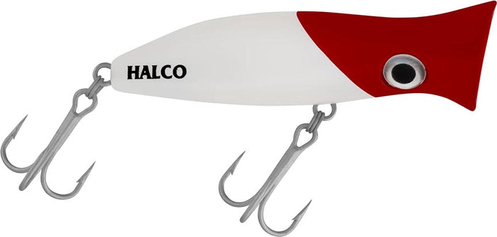 Halco Roosta Popper 80 Topwater Popper - 3.1 Inch - White Redhead