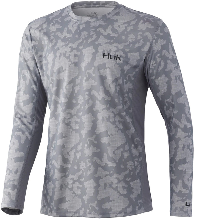 Huk Icon X Running Lakes Tech Long Sleeve Shirt Overcast Grey