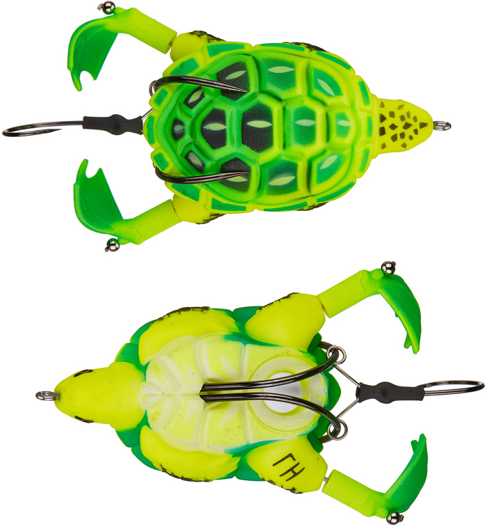 Lunkerhunt Prop Turtle 3 1/2 inch Hollow Topwater Prop Lure Neon