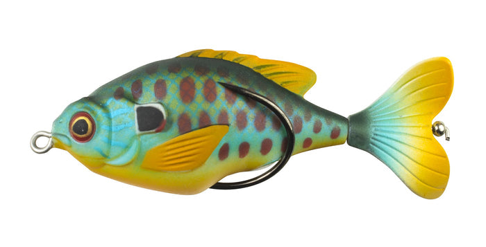 Lunkerhunt Propfish Sunfish 3 1/4 inch Hollow Topwater Prop Lure - Pumpkin Seed
