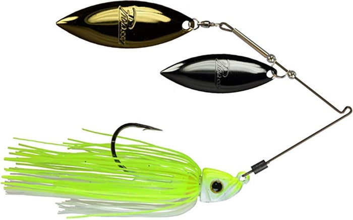 Picasso Lures Titanium Pro Double Willow Spinnerbait - Chartreuse White - Nickel & Gold Blades