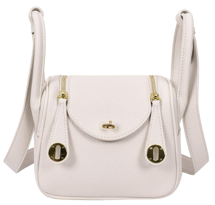 Regina Women's Faux Leather Mini Shoulder Strap Bag White-5