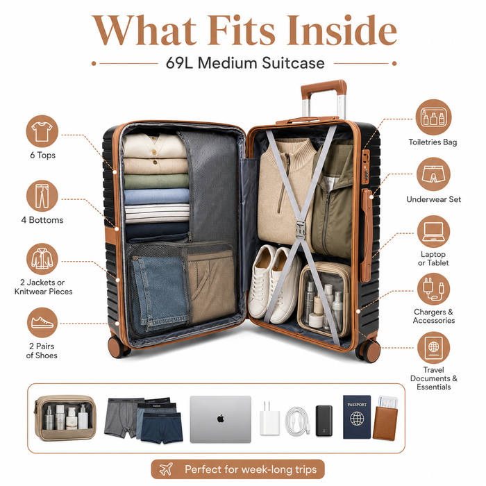 Silverhand Medium Hard Shell Suitcase | Midnight & Caramel Spice