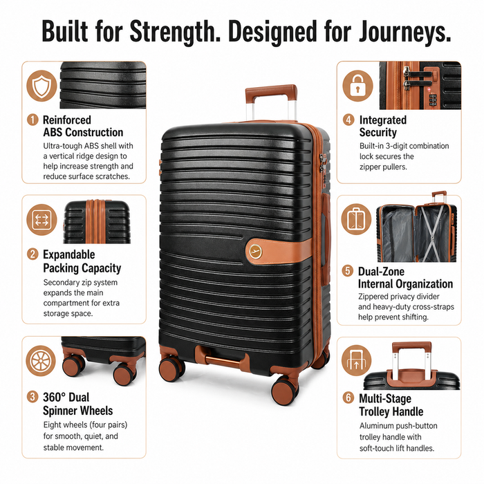Silverhand Medium Hard Shell Suitcase | Midnight & Caramel Spice