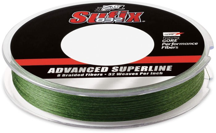 Sufix 832 Advanced Superline Low-Vis Green Braided Line - 300 Yard Filler Spool Low-Vis Green