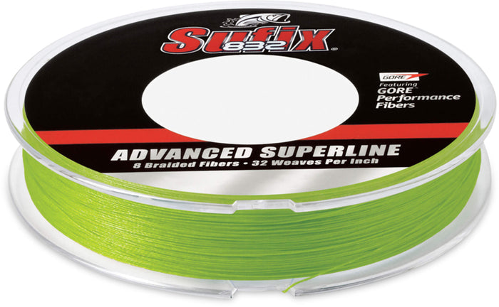 Sufix 832 Advanced Superline Neon Lime Green Braided Line - 300 Yard Filler Spool Neon Lime Green