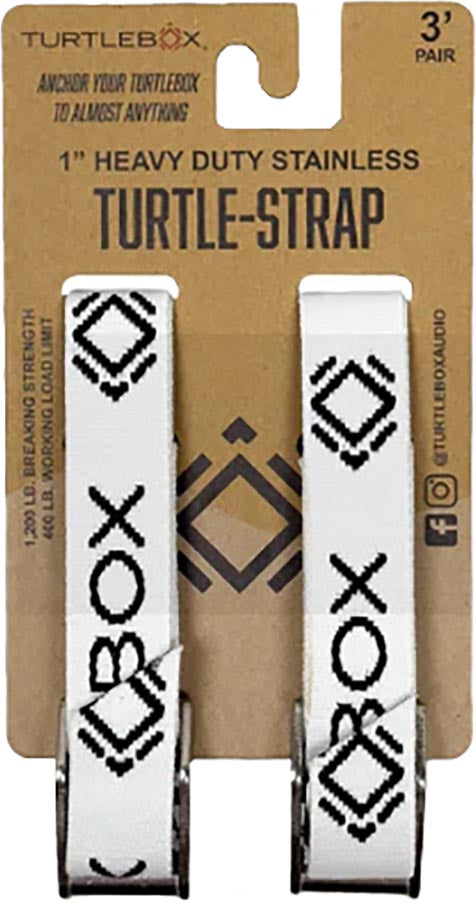 Turtlebox Audio Waterproof Bluetooth Speaker Tie Down Straps - 2 Pack - White