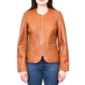 DR209 Smart Quilted Biker Style Jacket Tan 1