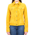 Women's Retro Denim Style Real Suede Jacket Yellow Trucka