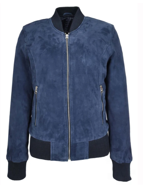Women’s Suede Bomber Jacket Sadie Blue