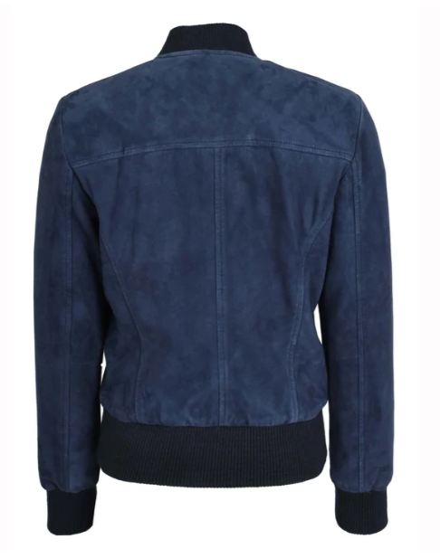 Women’s Suede Bomber Jacket Sadie Blue
