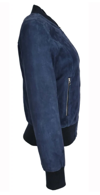 Women’s Suede Bomber Jacket Sadie Blue