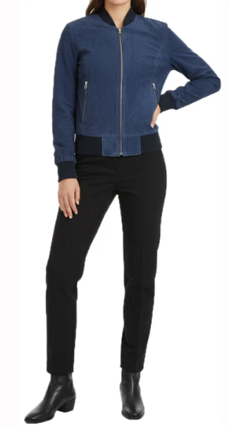 Women’s Suede Bomber Jacket Sadie Blue