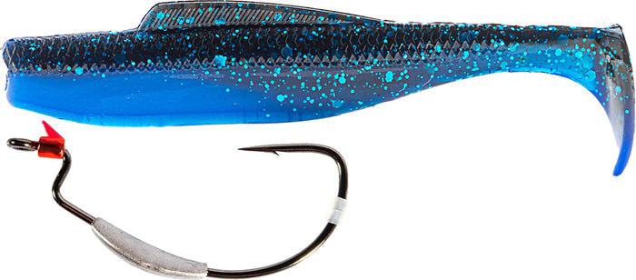 Z-Man 5 Inch DieZel MinnowZ & ZWG Weighted Swimbait Hook Combo Black/Blue Laminate