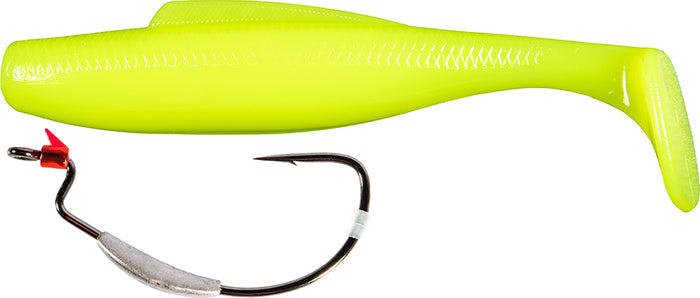 Z-Man 5 Inch DieZel MinnowZ & ZWG Weighted Swimbait Hook Combo - Hot Chartreuse