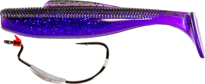 Z-Man 5 Inch DieZel MinnowZ & ZWG Weighted Swimbait Hook Combo - Purple Demon
