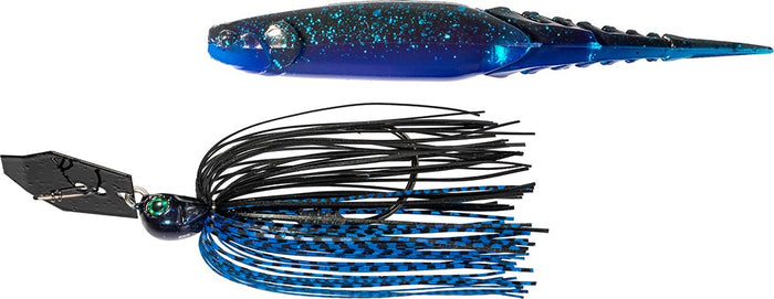 Z-Man Chatterbait Elite EVO & Chatterspike Combo - Black/Blue, 1/2 oz