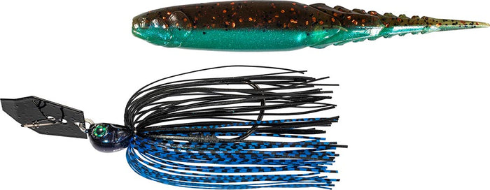 Z-Man Chatterbait Elite EVO & Chatterspike Combo - Black/Blue, 1/2 oz