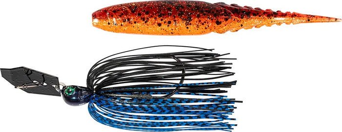 Z-Man Chatterbait Elite EVO & Chatterspike Combo - Black/Blue, 1/2 oz