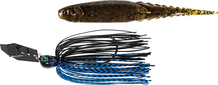 Z-Man Chatterbait Elite EVO & Chatterspike Combo - Black/Blue, 1/2 oz