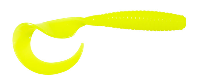 Z-Man DoormatadorZ 6 inch Scented Curly Tail Grubs 3 pack - Hot Chartreuse