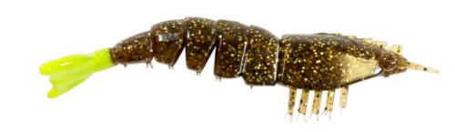 Z-Man EZ ShrimpZ 3 1/2 inch Unrigged 4 pack - Rootbeer Chartreuse Tail